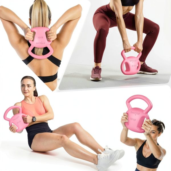 Yes4All 10lb Pink Kettlebell Iron Three‑Handle-3