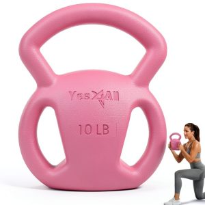 Yes4All 10lb Pink Kettlebell Iron Three‑Handle-0