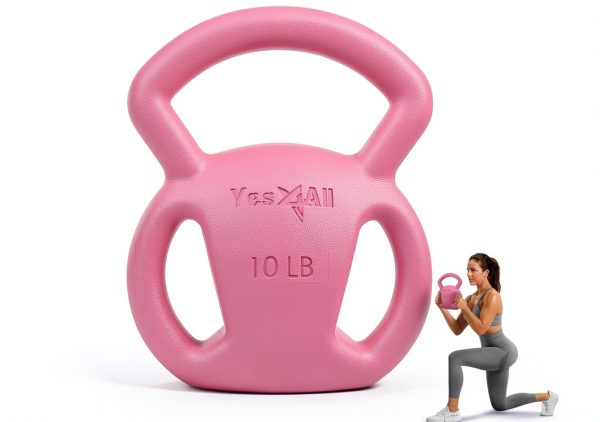 Yes4All 10lb Pink Kettlebell Iron Three‑Handle-0
