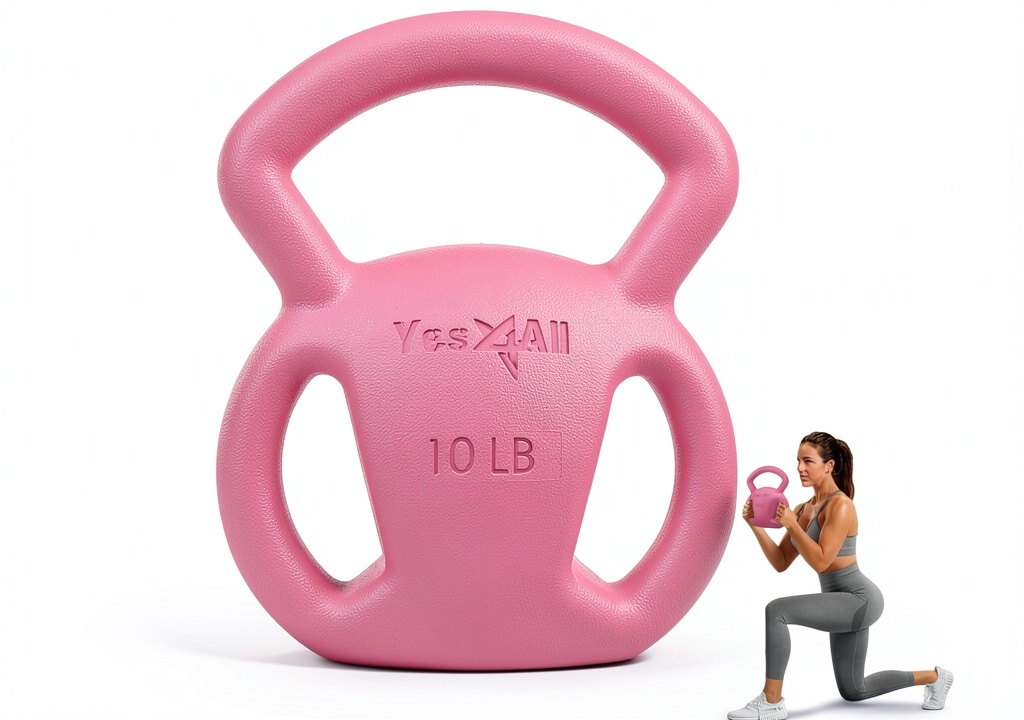 Yes4All 10lb pink kettlebell with three‑handle design