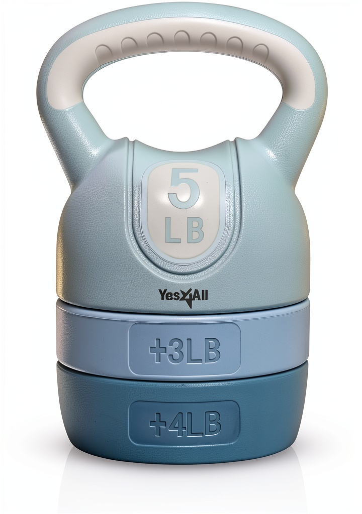 Yes4All adjustable kettlebell in home office setting with weight plates separated