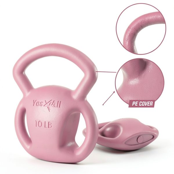 Yes4All 10lb Pink Kettlebell Iron Three‑Handle-4