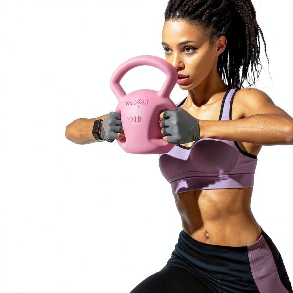 Yes4All 10lb Pink Kettlebell Iron Three‑Handle-2