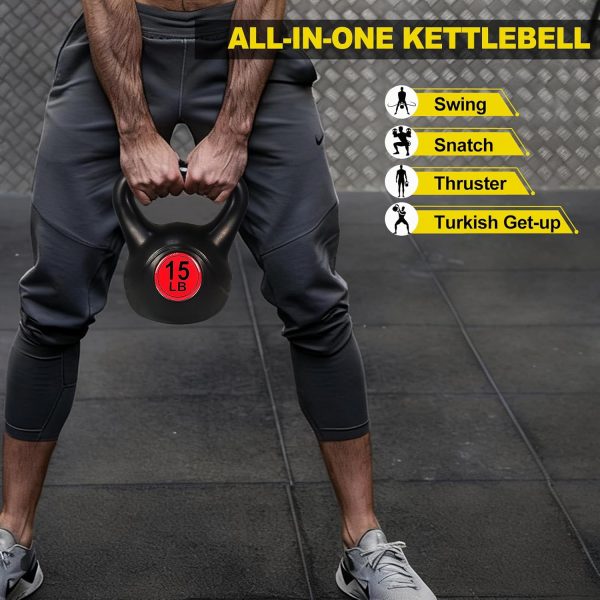 NEWBULIG Kettlebell Set Black 10-20 lbs Strength Training-4