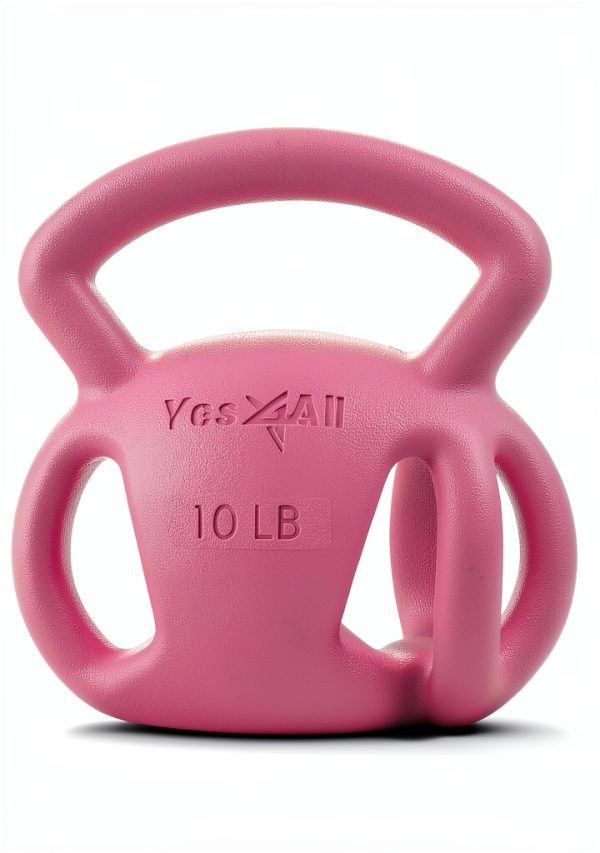 Yes4All 10lb Pink Kettlebell Iron Three‑Handle-5