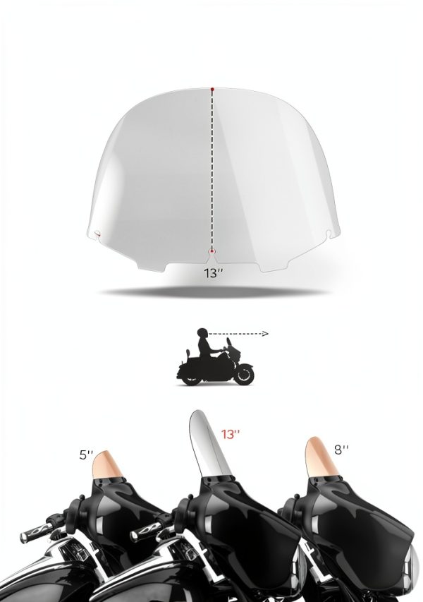 Live4Fun 13in Clear Motorcycle Windshield PC Clear-6