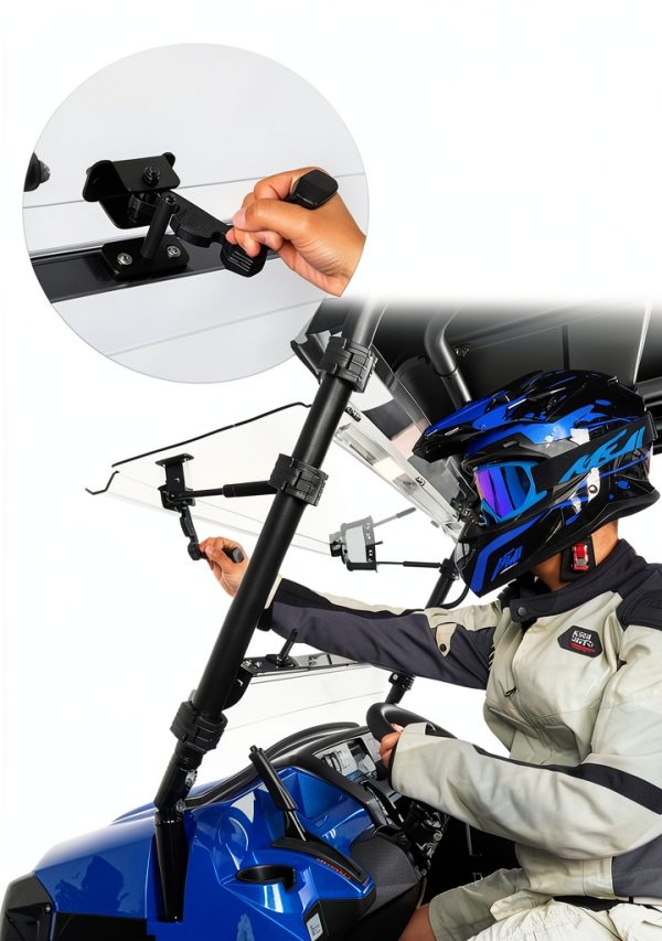 KEMIMOTO UTV Front Flip Windshield 3‑in‑1 Adjustable Polycarbonate-2