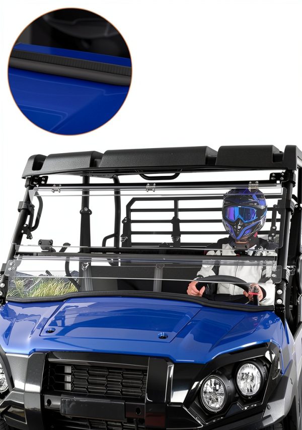 KEMIMOTO UTV Front Flip Windshield 3‑in‑1 Adjustable Polycarbonate-5