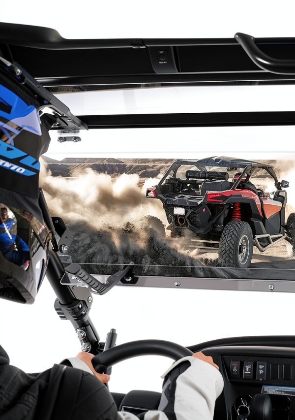 KEMIMOTO UTV Front Flip Windshield 3‑in‑1 Adjustable Polycarbonate-4