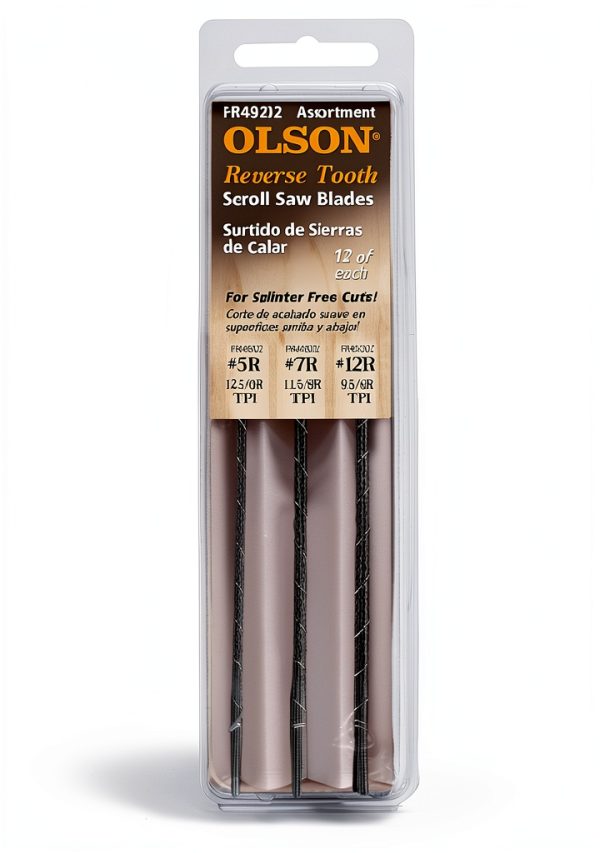 Olson Reverse Tooth Scroll Saw Blades 5" Long FR49202 Assortment Pack-0